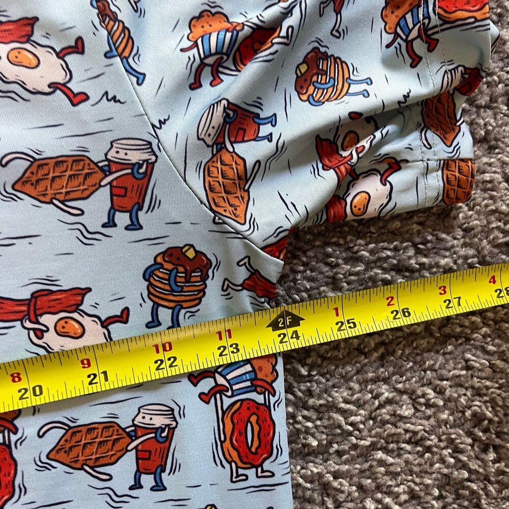 Lofty Llama Performance Golf Polo Breakfast Bacon Eggs Pancakes Print Mens XL - Picture 6 of 7